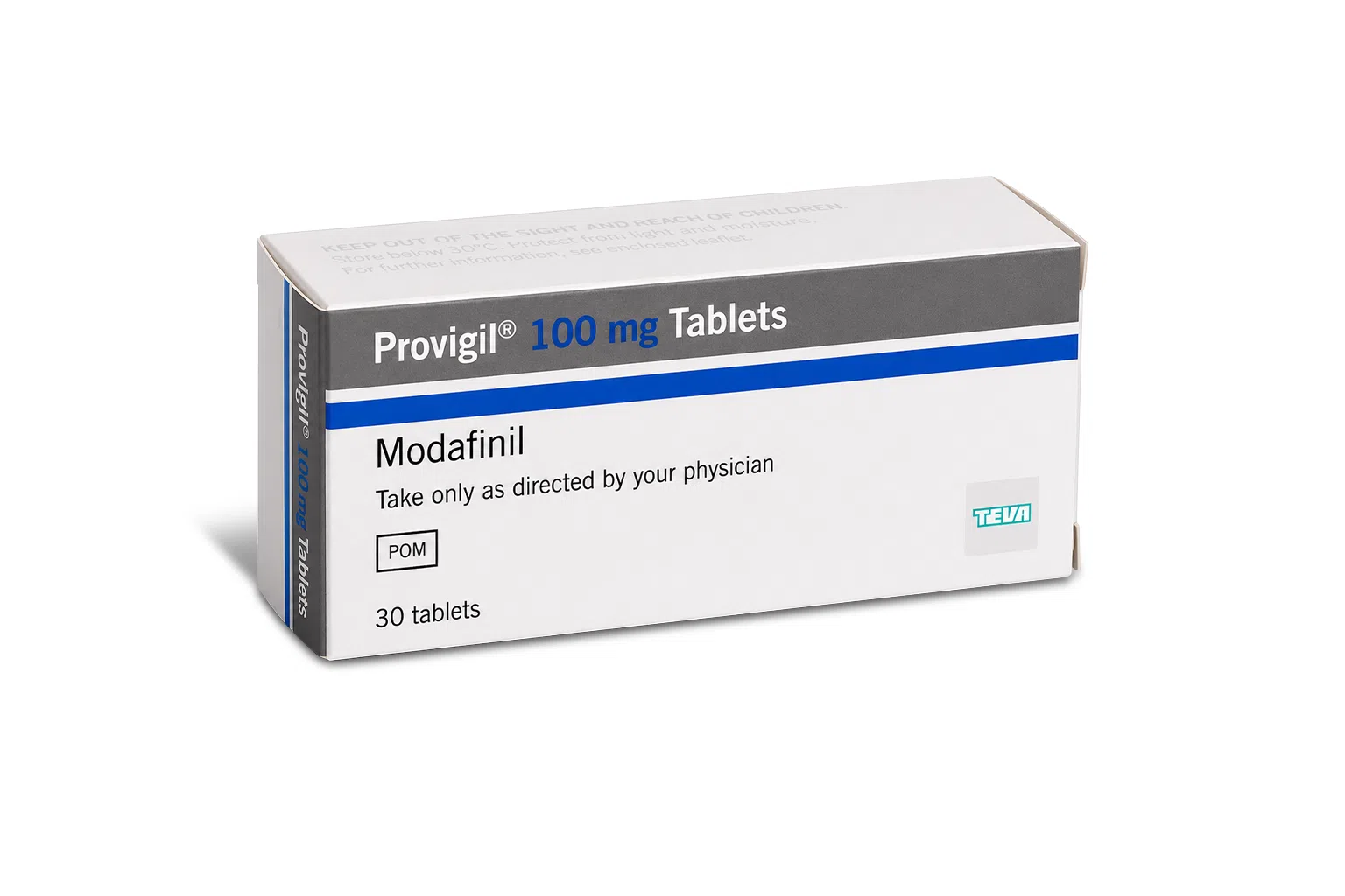 Provigil 100 mg Modafinil tablets box by Teva